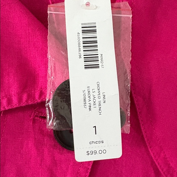 Chicos Linen Cropped Trench Jacket - Picture 3 of 9